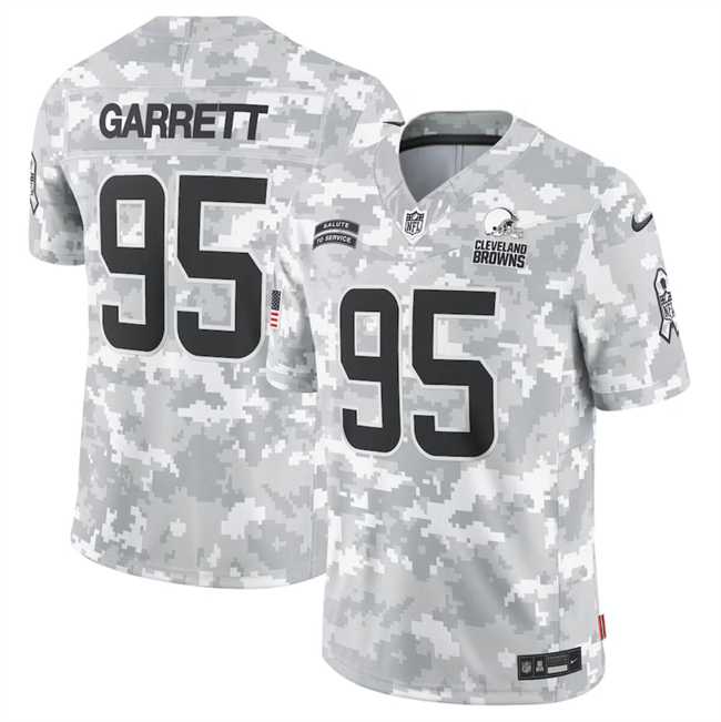 Men%27s Cleveland Browns #95 Myles Garrett 2024 Arctic Camo Salute To Service Limited Stitched Jersey Dyin->cincinnati bengals->NFL Jersey